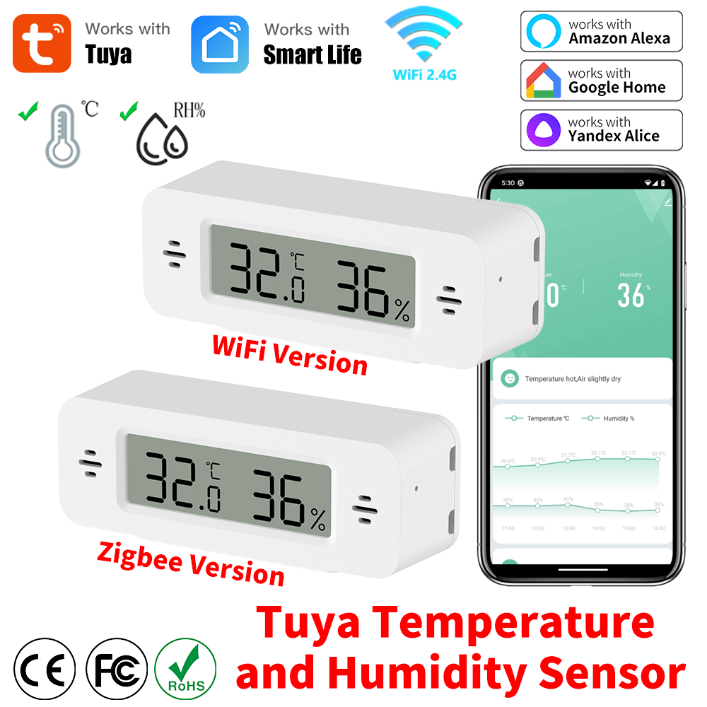 Smart Home Automation Kit - Tuya WiFi/Zigbee Sensor de temperatura y